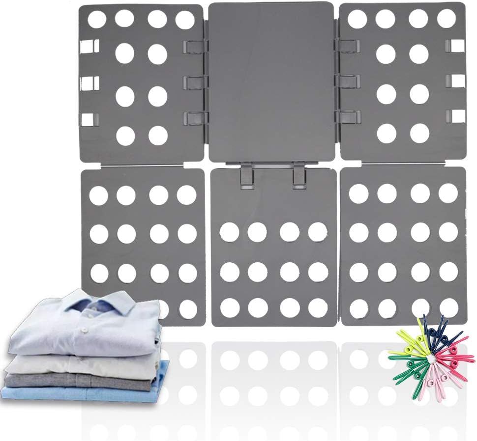Shirts & Trousers Folding Board - Laundry Organizer Aid for Kids & Adult T-shirts - Gray V7031A