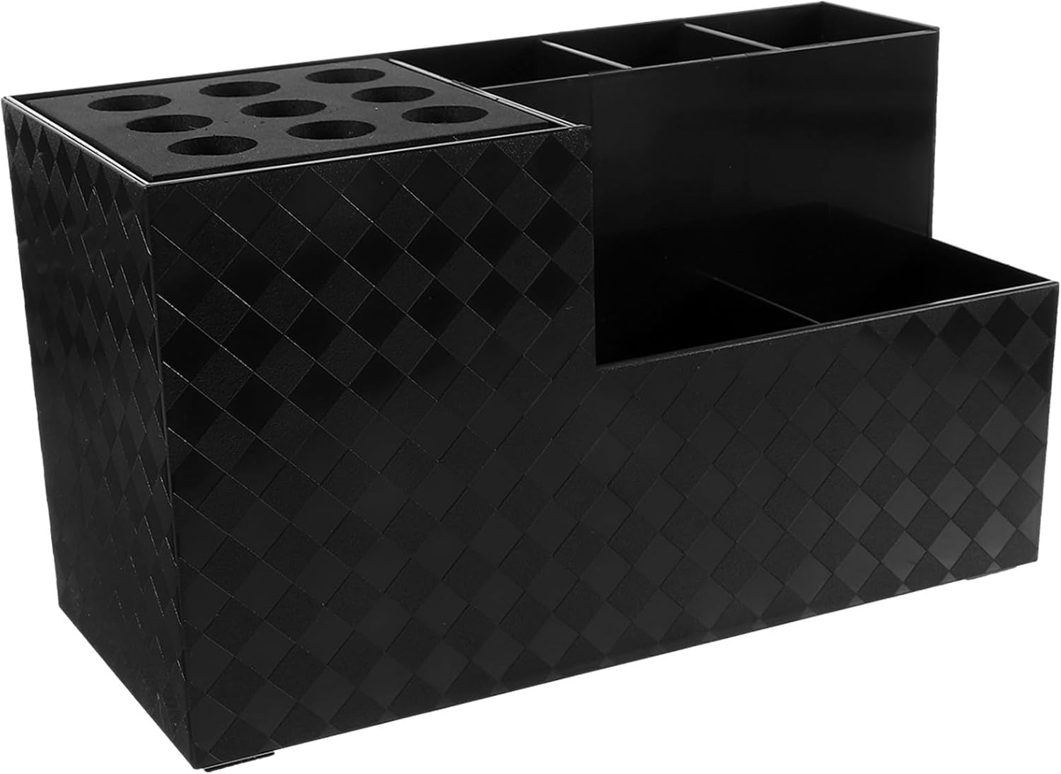 Multi-functional Hair Styling Tool Organizer Box for Salon and Home, Large Capacity Black Scissor and Comb Storage Holder, Desktop Barber Tools Case for Hairdressing Accessories