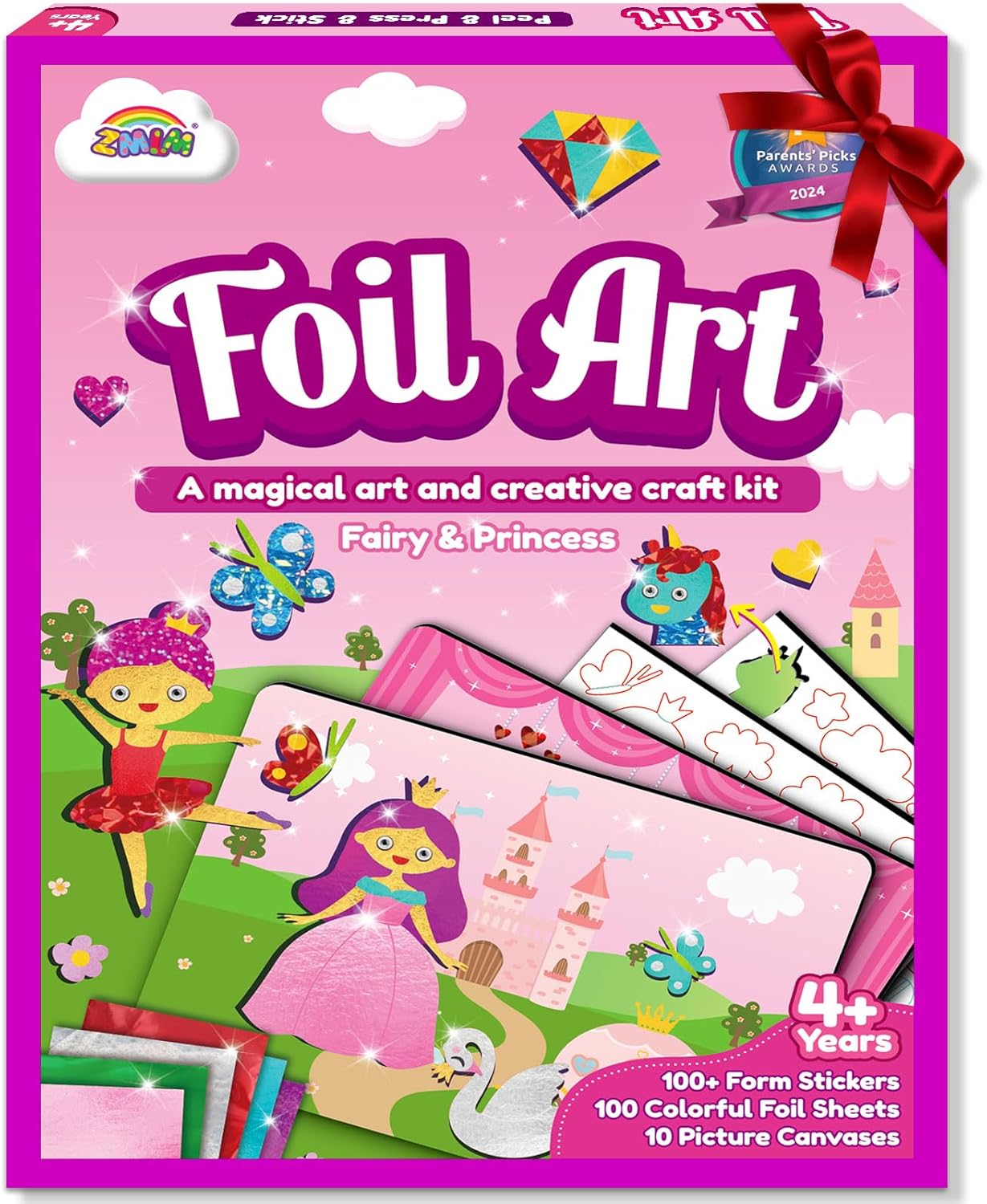 ZMLM Foil Art Kit for Kids - No Mess Art Craft Gifts Set - Christmas Crafts Supplies for 4+ Boys - Stocking Stuffers & Christmas Toys for 4 5 6 7 8 9 10 Boys and Girls (Princess)