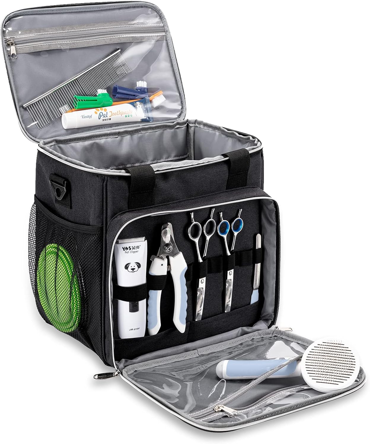 Pet Grooming Bag, Dog & Cat Grooming Accessories Organiser Pets, Black