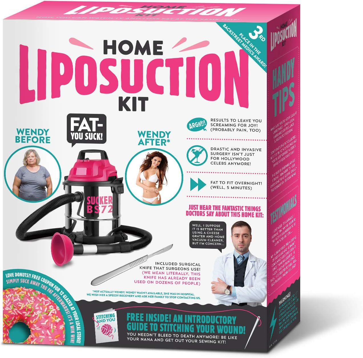 Seymour Butz Home Liposuction Kit Prank Giftbox - Perfect White Elephant Gift or Prank