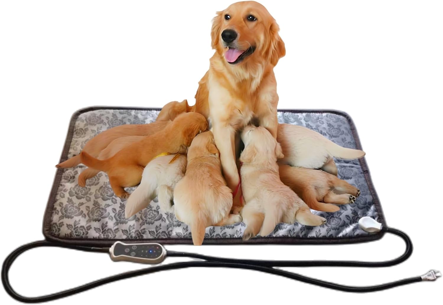 Dog Heating Pad Heated Dog Bed Indoor,Electric Heating Mat for Dog House Crate Pad for Small Medium Pet Cat Puppy Waterproof Easy Clean Long Chew Proof Cord Gray,Large Size,AUS Plug