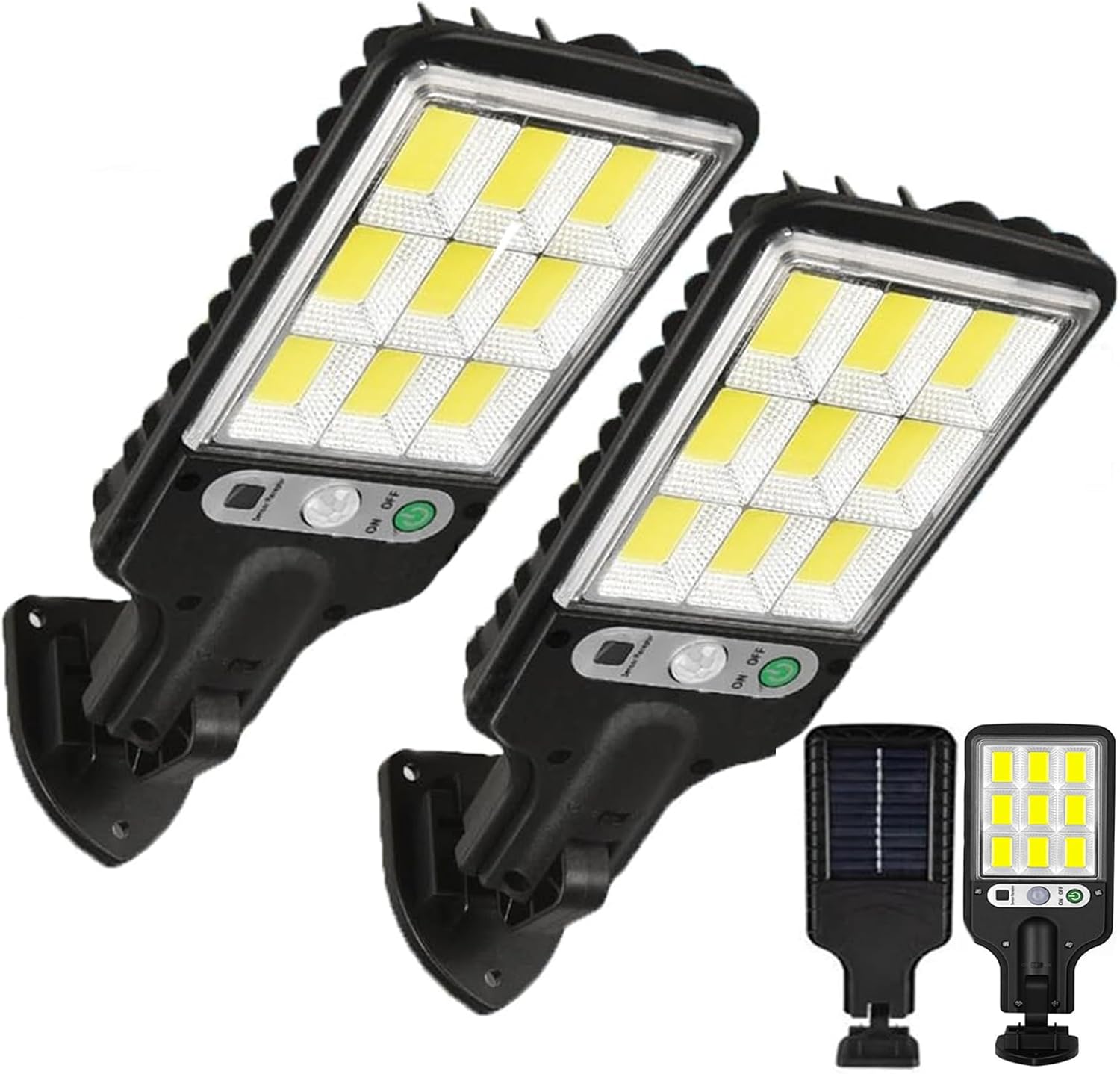 Solar Street Lights, Waterproof - Wide Angle Solar Street Lamp Outdoor with Motion Sensor, 108 LEDs Solar Wall Light for Garden, Street, Deck, Yard, Garage Solar Flood Light (2 Packs)