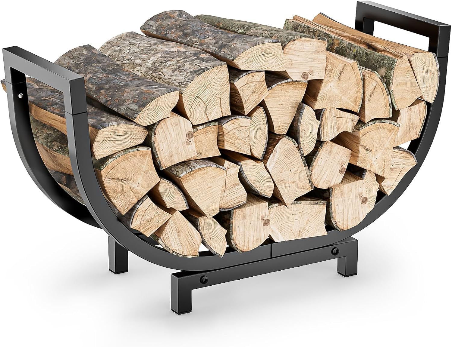 Firewood Rack Indoor,Firewood Storage Outdoor,Metal 24 Inch Double Coated Fire Wood Organizer,Fireplace Tools Fireplace Log Rack for Wood Storage, Keeps Firewood Neat, Fit On Garden