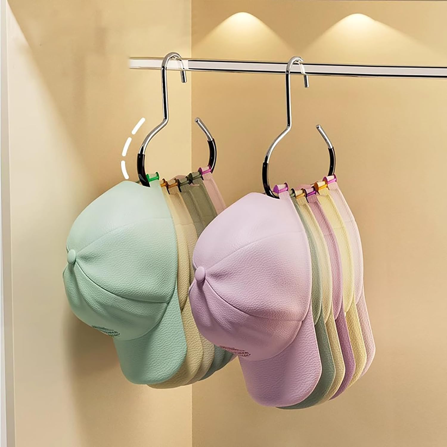 2 Pack Hat Organizer for Baseball Caps, Hat Rack for Caps Scar Handbag Stainless Steel Hat Hangers for Closet