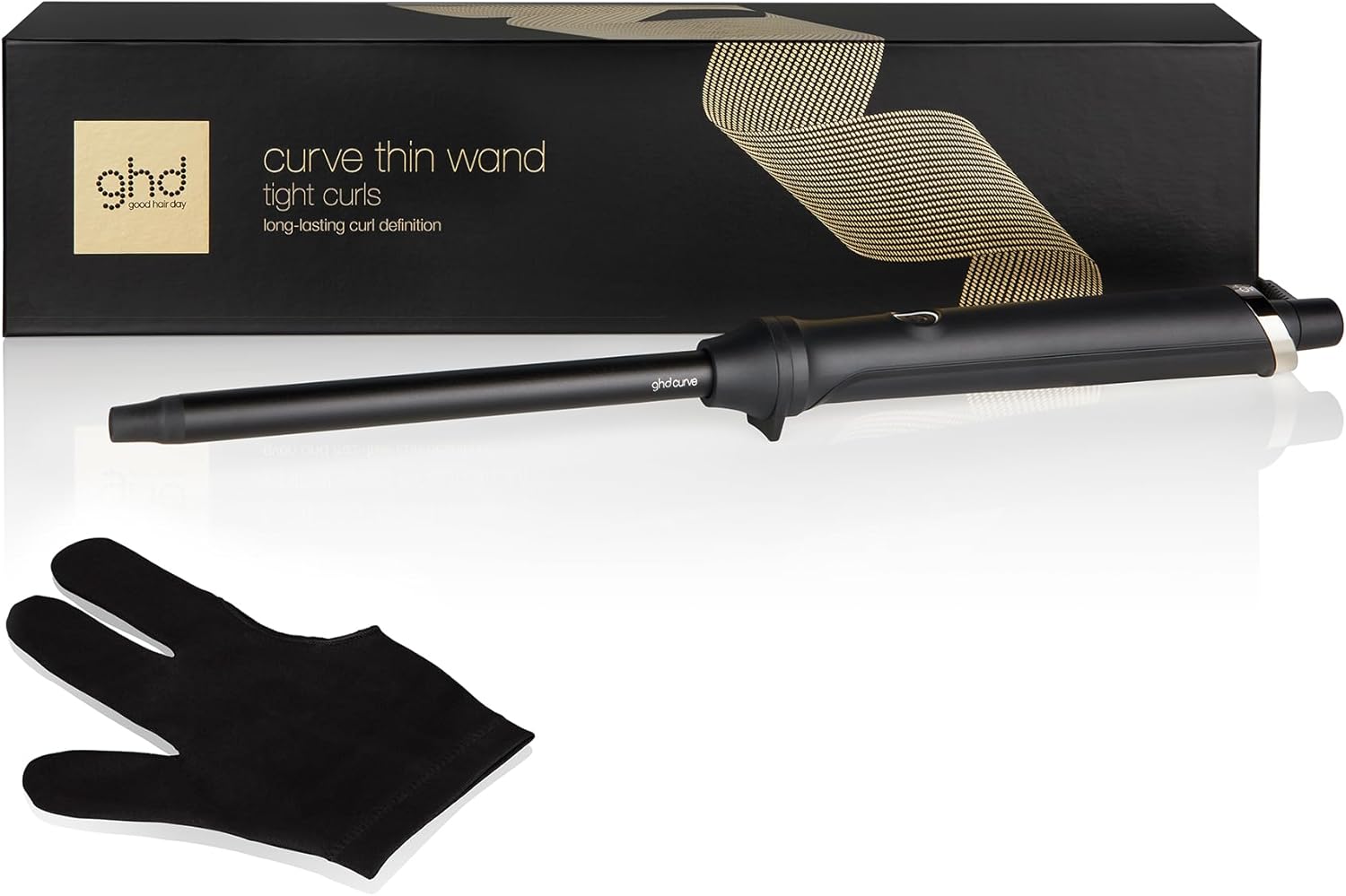 ghd Thin Wand Hair Curler, A Professional Curling Wand For Tight, Defined Curls, 14mm Pencil Barrel, For All Hair Types, Lengths And Textures, Black (AU Plug)