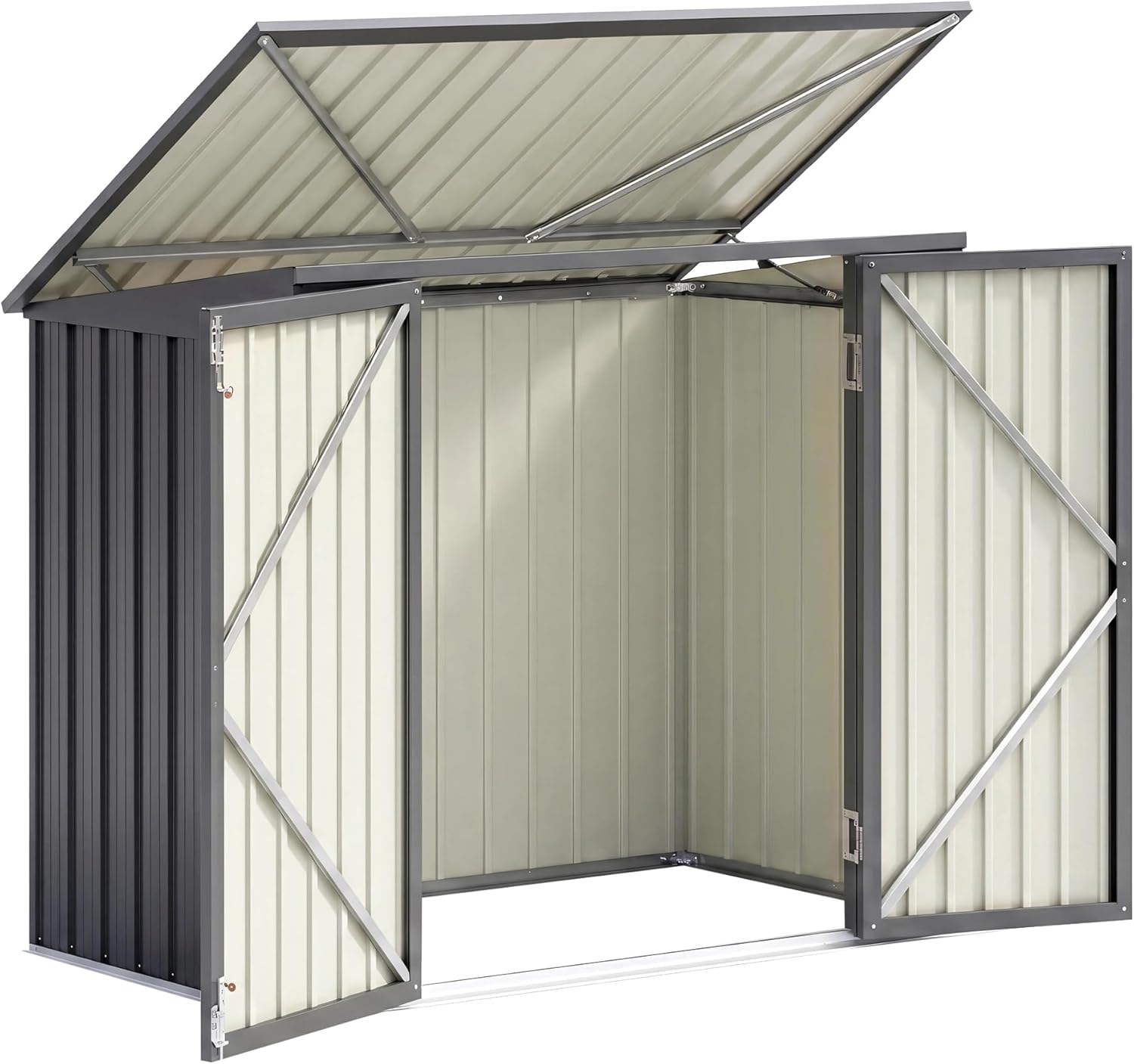 Giantz Outdoor Garden Shed & Double Wheelie Bin Storage, Galvanized Steel Pent Roof, Tool House, Bin Enclosure, Gas Struts for Easy Opening, Lockable Hinged Doors, Fits 2 x 240L Bins, Grey