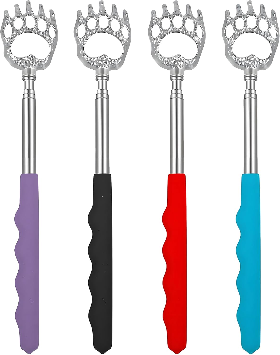 4 Pack Extendable Back Scratcher Stocking Stuffers for Men Portable Telescoping Metal Claw Back Scratchers Retractable Backscratcher Christmas for Men Dad Women Adults