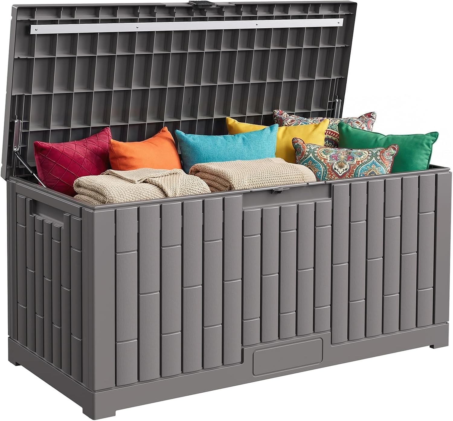 Outdoor Storage Box, 454L Garden Deck Box Indoor and Outdoor Use, Waterproof Storage Bin for Package Delivery, Patio Cushions, Gardening Tools, Lockable, UV Resistant, with Handles Grey