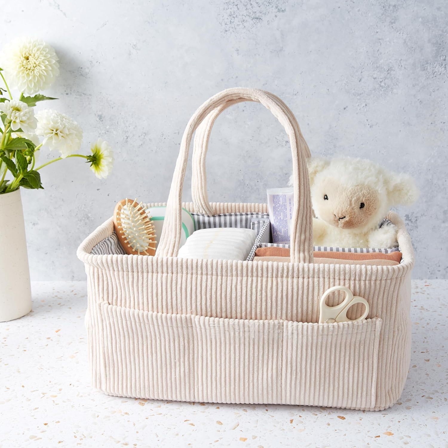 Diaper Caddy, Diaper Organizer or Storage, Portable Nursery Storage and Car Organizer, A Baby Gift Registry, Baby Shower Essentials & Caddy Organizer (Beige)