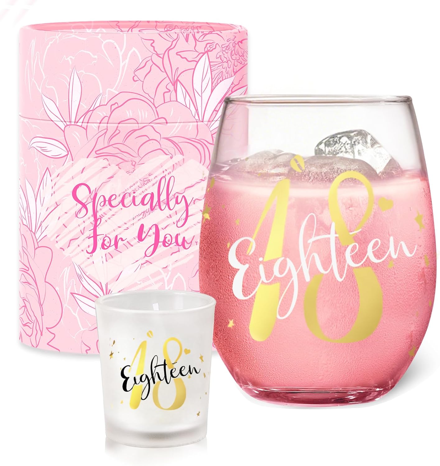 18th Birthday Gifts for Girls Stemless Wine Glasses Personalised Birthday Gifts for Women Girls Unusual 18th Birthday Decorations Gifts Presents for Women Best Friend Sister Birthday Glasses