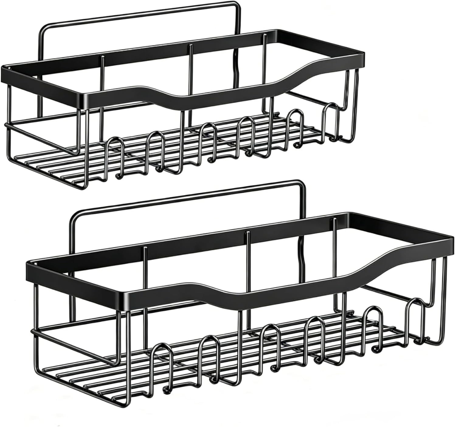 2-Pack Large Capacity Shower Caddy Shelf, no drilling, adhesive wall mount bathroom organiser, kitchen storage rack, ideal for apartment essentials, bathroom/kitchen storage and home decor