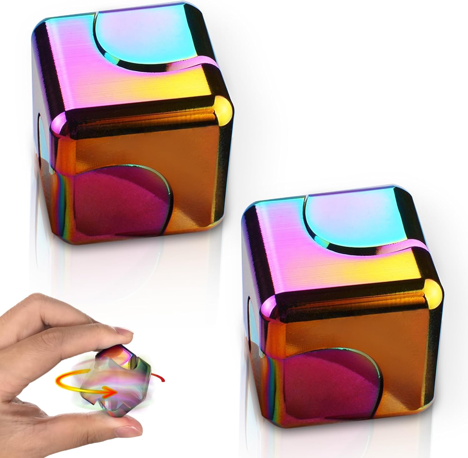 Dr.Kbder 2 Pcs Fidget Spinner Toys Cube Adults, Metal EDC Cool Desk Gadgets Office Toys Small Anxiety Figette Sensory Toy, ADHD Tool Fingears Fidgets Stress Easter Stuffer for Kid Girl Teen Men