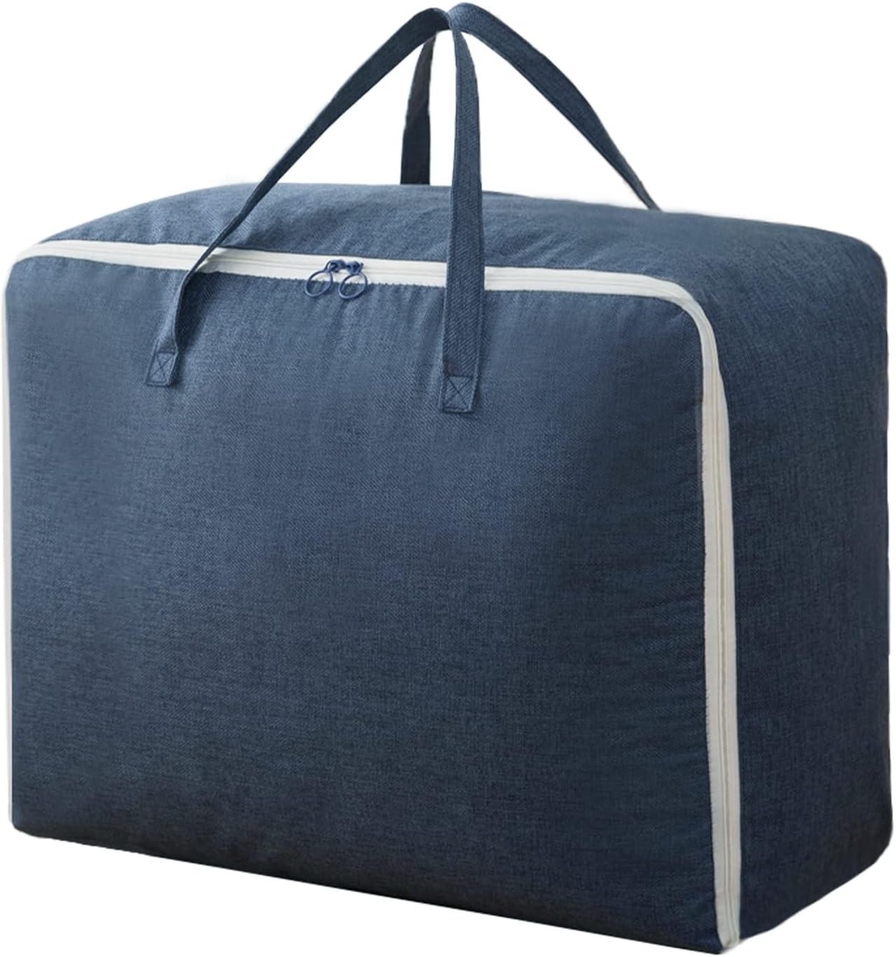 Surblue Clothes Storage Bag Organizer with Durable Handles Thick Fabric Large Capacity for Blanket Comforter Clothing Bedding (Navy,M)