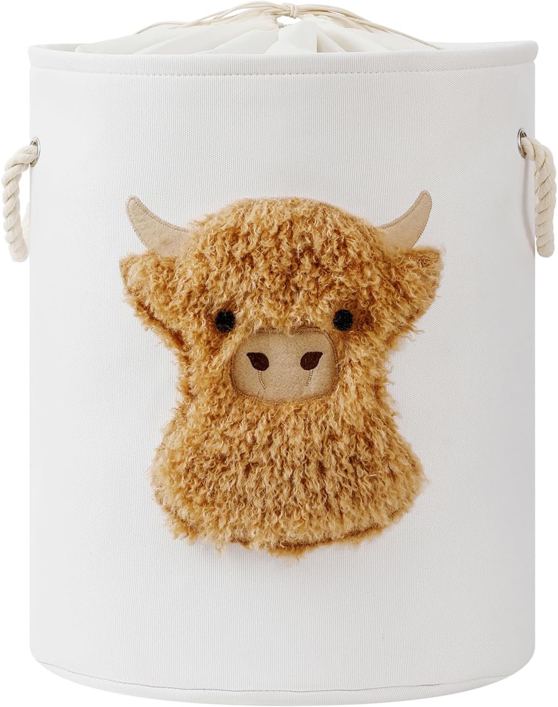 Kids Laundry Basket Baby Hamper for Nursery, 58L Large Dirty Clothes Hampers with Drawstring Closure, Highland Cow Baby Stuff Storage Basket, Stuffed Animal Storage Basket Canvas Toy Laundry Hamper