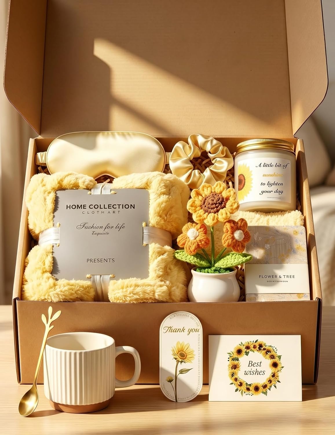 Gift Set for Women, Birthday Gift for Women, Pack of 10, Relaxing Spa Gift Basket Care Package with Fleece Blanket, Coffee Mug, Scented Candle and Plant and Much Mother, for Daughters, Mothers, Wives