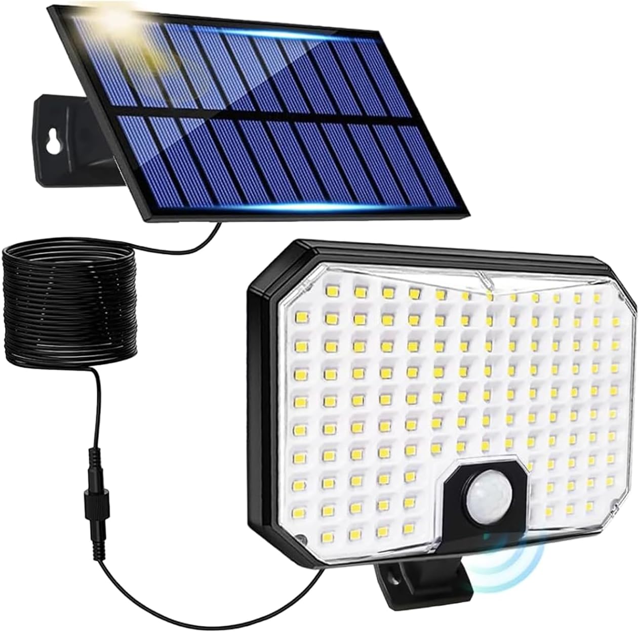 Motion Detector Lights, Solar shed Light with Separate 16.4ft Cord Solar Panel, 3 Modes Dusk to Dawn Security Lights for Outdoor Porch or Shed Garage Barn (1 Pack)