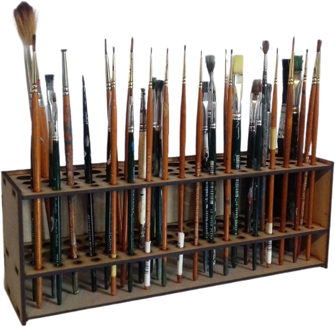 THJOPOKEEL Wooden Paint Brush Holder Stand, Paintbrush Organizer Rack, Paintbrush Holder, 67 Hole Artist Wood Paint Brush Storage Rack Pens Watercolor Brush Art Organizer For Paint Brushes And Markers