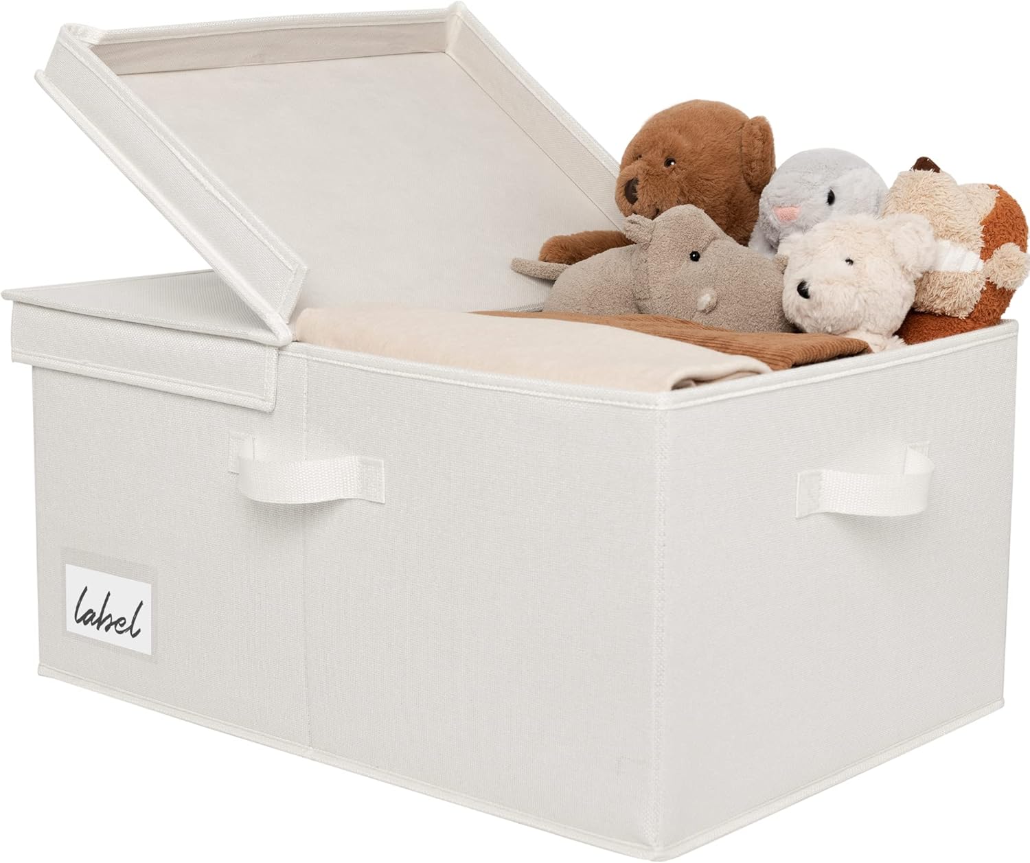 GRANNY SAYS Fabric Storage Box with Lid, Large Storage Box for Shelves, Decorative Storage Basket Organizer, Foldable Cloth Storage Bin with Lids for Wardrobe Organizing Clothes, Extra Large, White