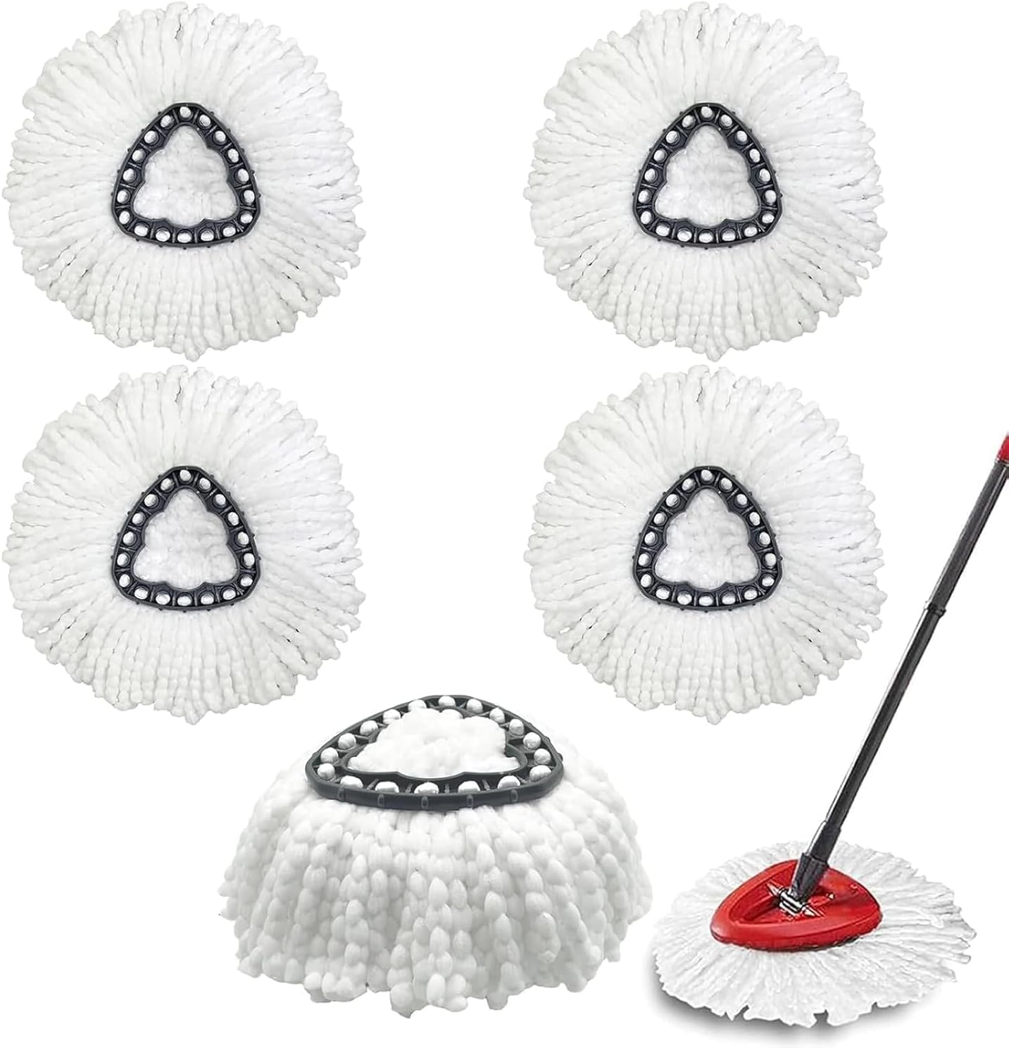 5 Pack Spin Mop Heads Replacement Compatible with Vileda Easy Wring 1 Tank,Mop Refills for Vileda Bucket,Replace Head for Cleaning All Hard surfaced,Washable Reusable