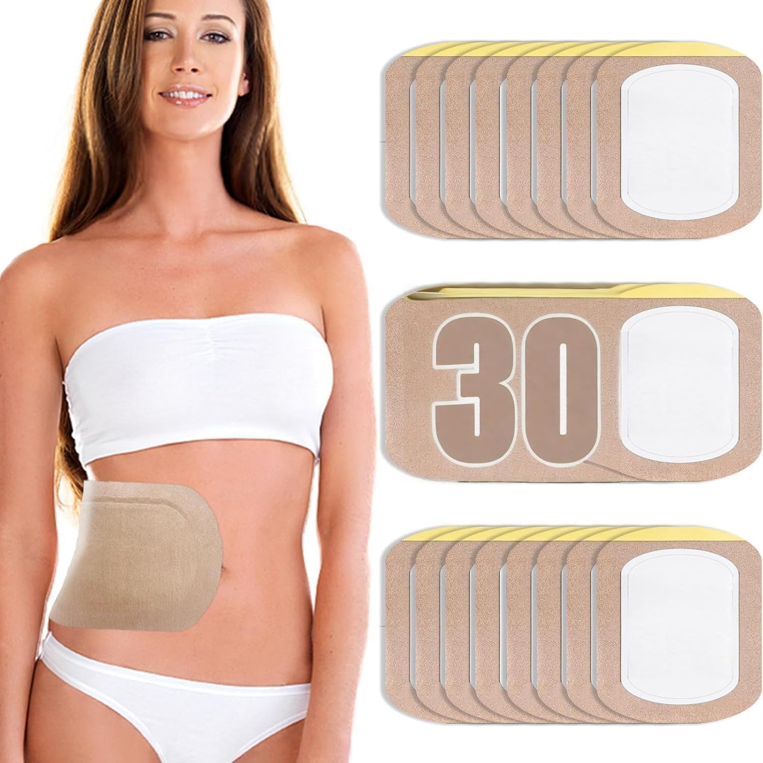 30Pcs 20 * 14cm Castor Oil Pack Wrap Patches Disposable Organic Cotton Self-Adhesive Pads Portable Anti Leakage No Wash Portable leak-proof high-absorption for multiple areas highly absorbent