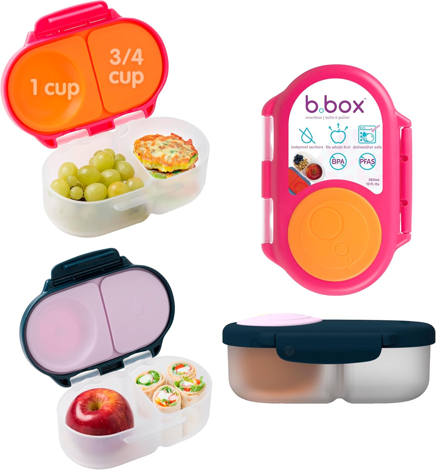 b.Box Twin Pack Snackbox, Strawberry Shake/Indigo Rose