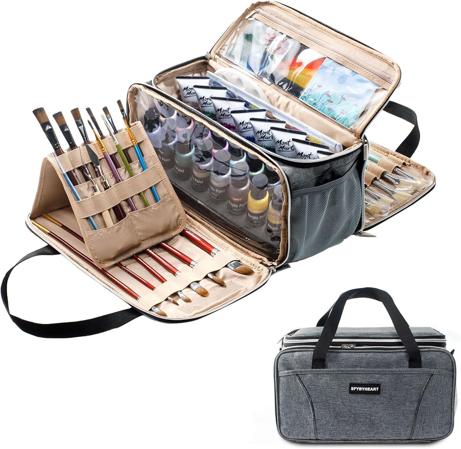 SFYBYHEART Acrylic Paint Storage, Organizer and, Art Supply, Tote Bags, Craft, Brush Holder, Tube for Apple Barrel Painting, Palette Board