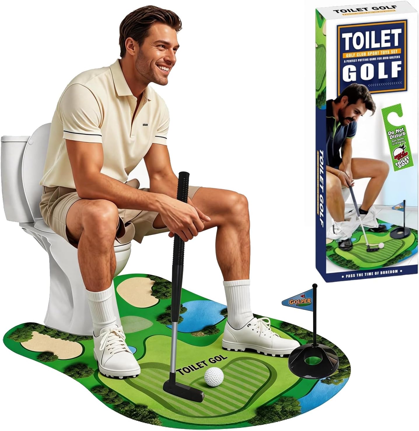 Toilet Golf Game, Golf Daddy Funny Dad Gifts - Gag Gift Funny Gifts for Men, Adults, Boyfriend, Husband, Mini Golf that Can Be Played in The Bathroom