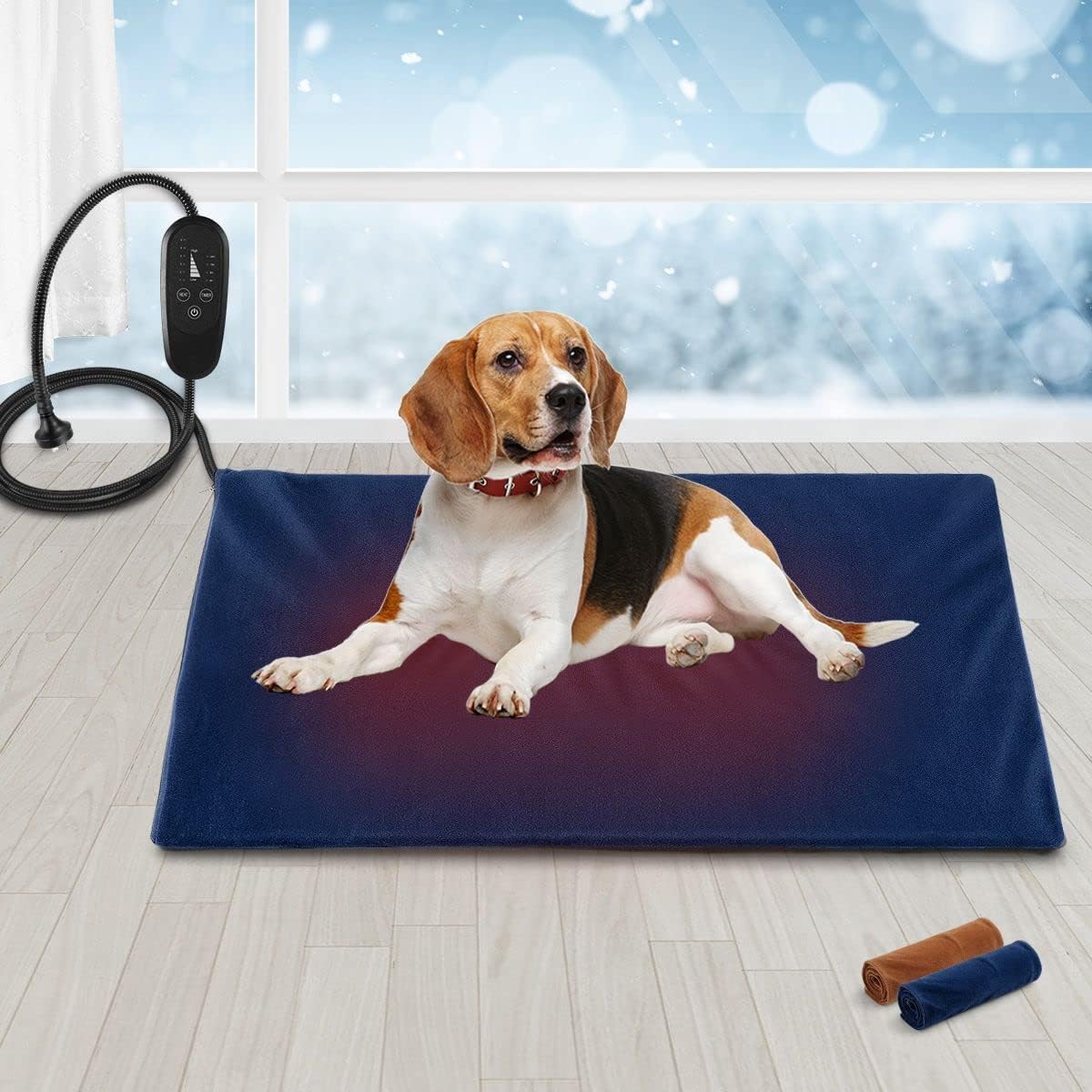 Pet Scene Pet Heating Mat for Dogs Cats, Extra Large Size 90x60CM,Dog Heated Pad Cat Dog Bed w/Waterproof PVC Cover & Thermal Protection,Dog Heated Mat