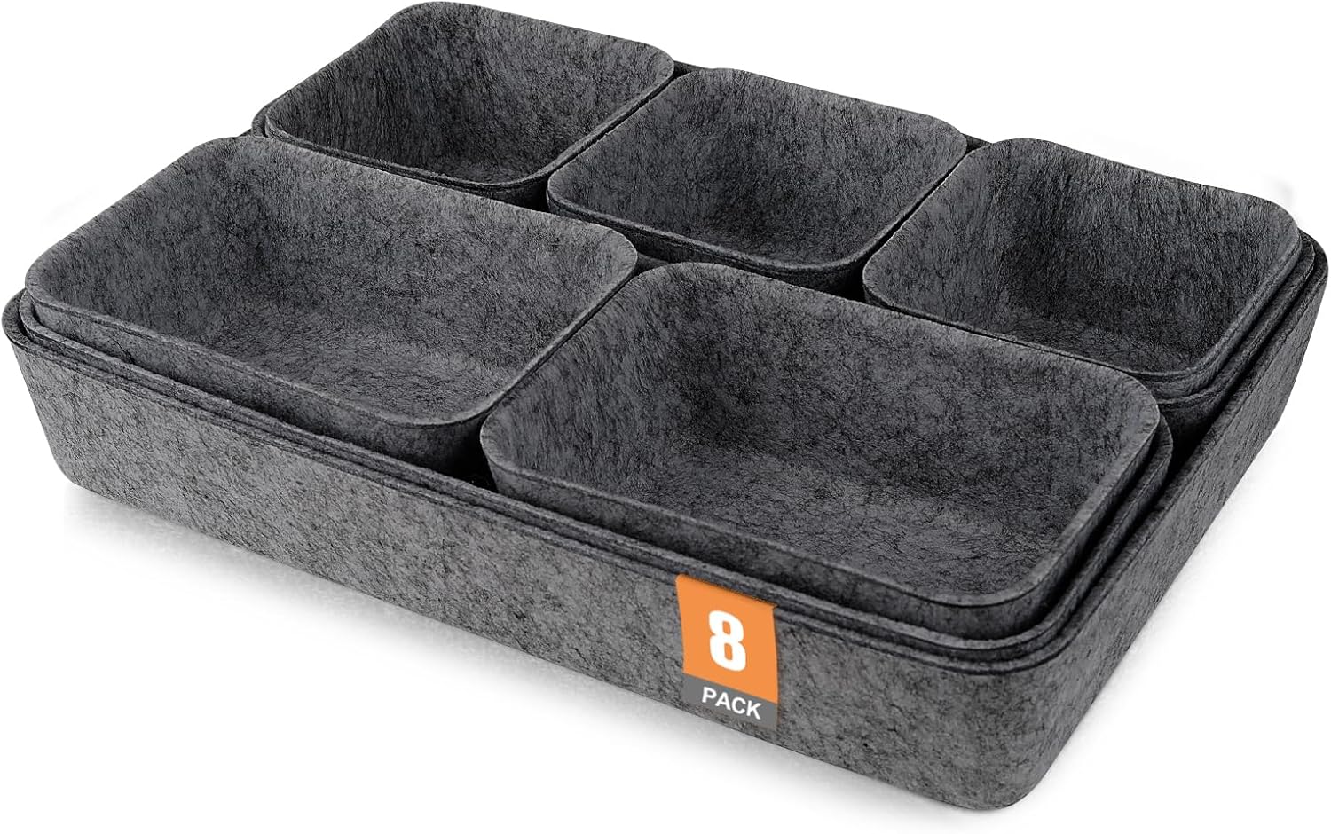 Felt Drawer Organiser Set, 8-Piece Drawer Organizer Multi-Compartment Storage Boxes for Cosmetics, Desk, Bedroom & Bathroom, Organisers for Drawers, Storage Organiser, Home Storage & Organisation