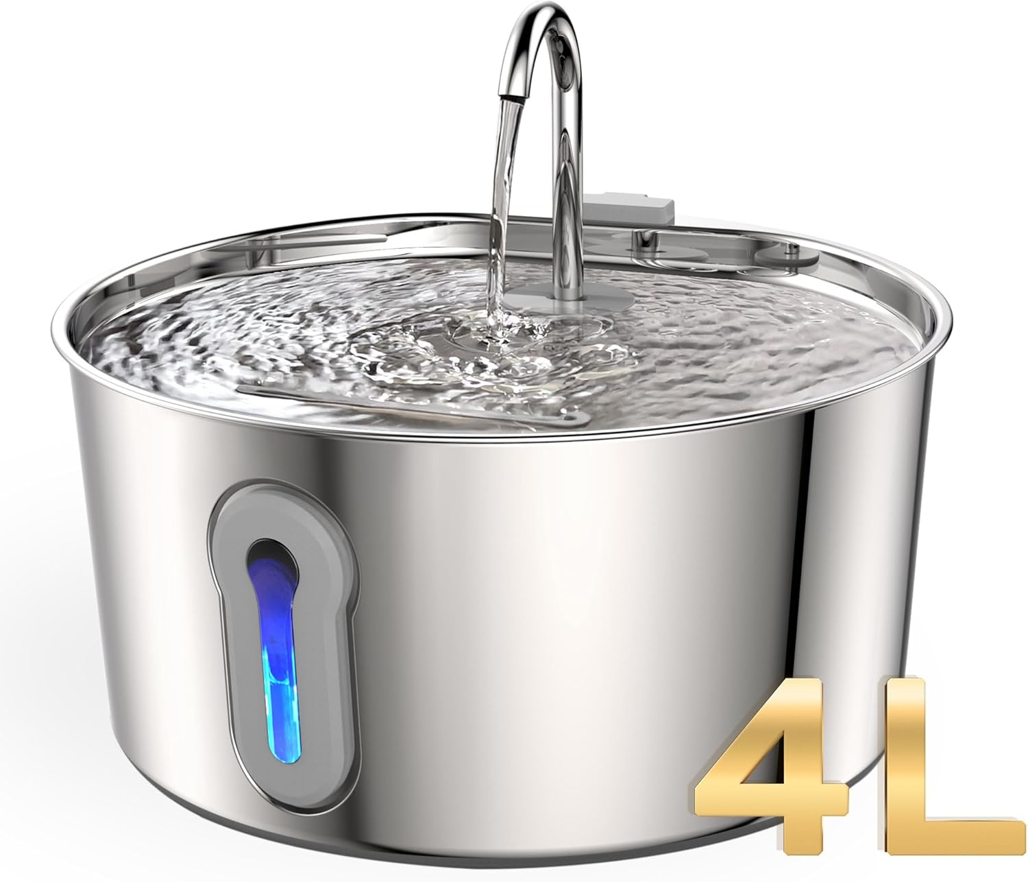 Cat Water Fountain Stainless Steel - 135oz/4L Pet Fountain for Cats/Dog Indoor - Quiet Cats/Dog Bowl Dispenser - Pets Feeding & Watering Supplies - for Small Animals (4L cat Water fountian)
