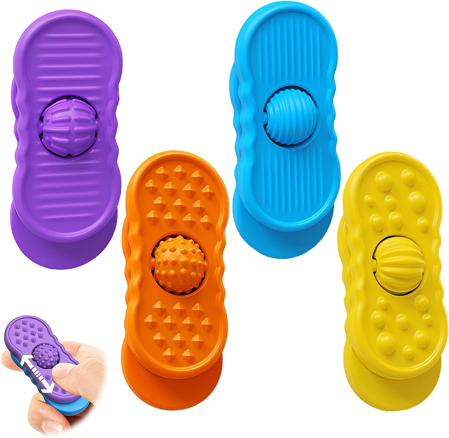 4 Pcs Adult Fidget Toys for Desk, Kinetic Spinner Ring for Focus & Stress Relief, Premium Sensory Hand Toy for Office Workers, Heaps of Fun