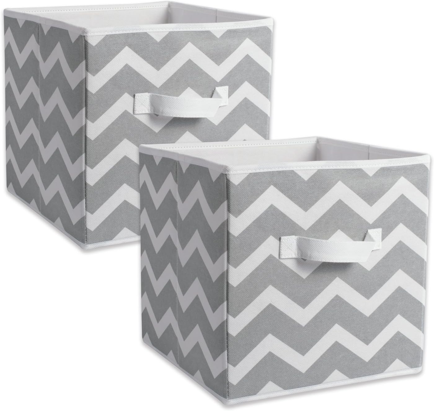 DII Foldable Fabric Storage Containers for Nurseries, Offices, Closets, Home Décor, Cube Organizers & Everyday Storage Needs, (Large - 11 x 11 x 11) Chevron Grey - Set of 2