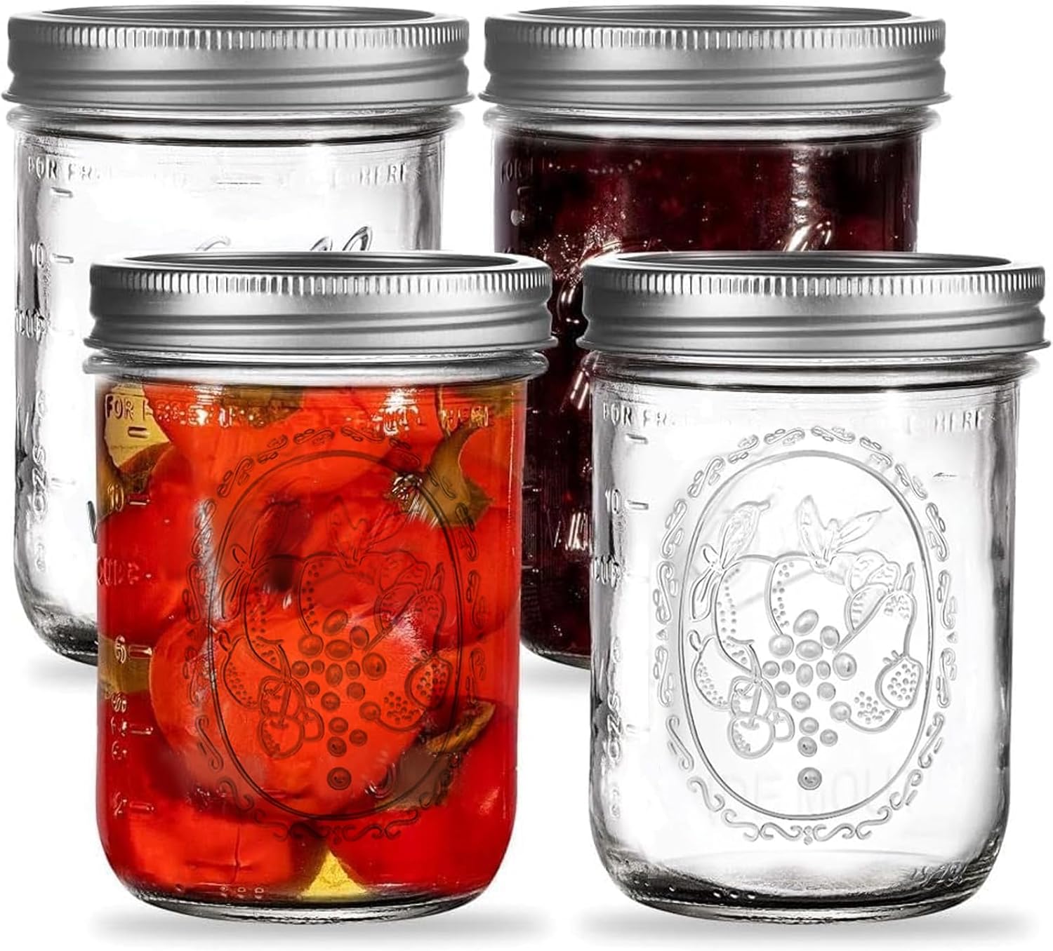 16 oz Wide Mouth Mason Jars Mason Jars with Airtight Lids and Bands for Canning, Fermenting & Pickling (12)