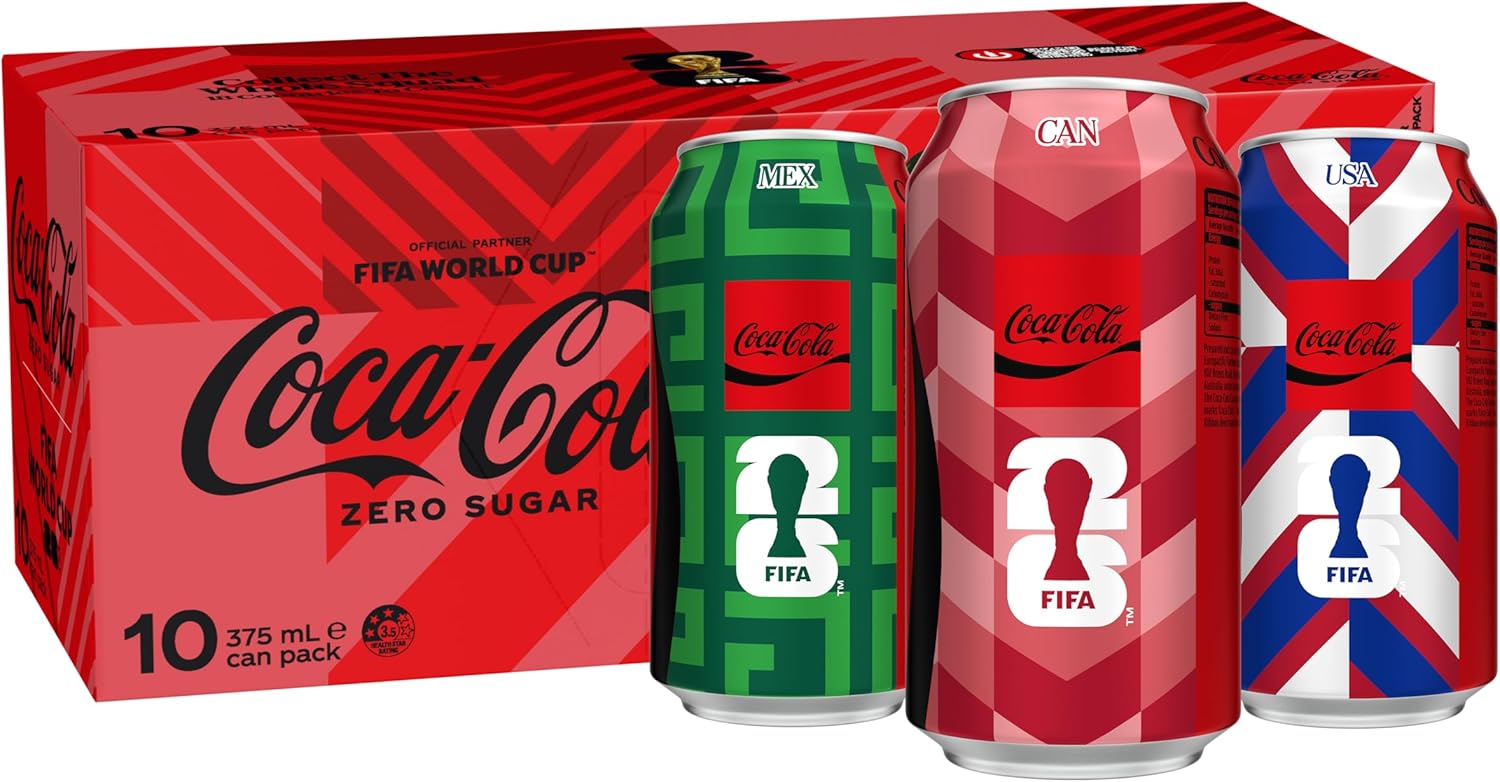 Coca-Cola Zero Sugar Soft Drink Multipack Cans 10 x 375 mL