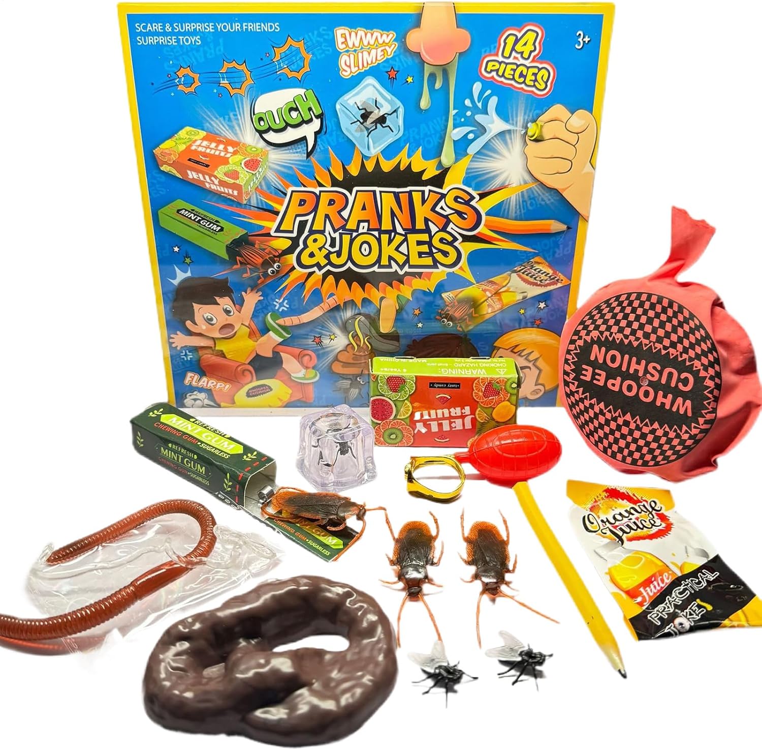 Funny Prank Toys, April Fools Kids Prank Gadgets Box, Joke Toy Kit, Realistic Portable Cool Funny Stuff for School Gatherings Home Use