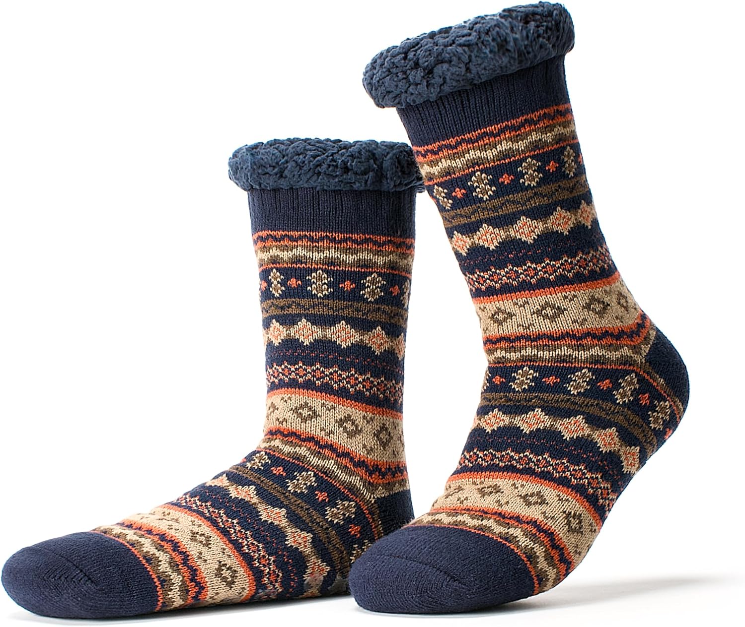 Cozylook Men's Fuzzy Slipper Socks - Non-Slip Grips, Thermal Winter Socks, Plush Sherpa Lined, Gifts & Stocking Stuffers