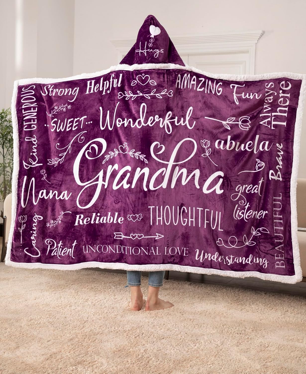 Piwaka Wearable Grandma Blanket - Mother's Day & Birthday Gift Box for Grandma from Grandkids, Cozy Fleece Throw for Grandmother, Nana, Abuela, Gigi, Sentimental Present to Celebrate Love and Warmth