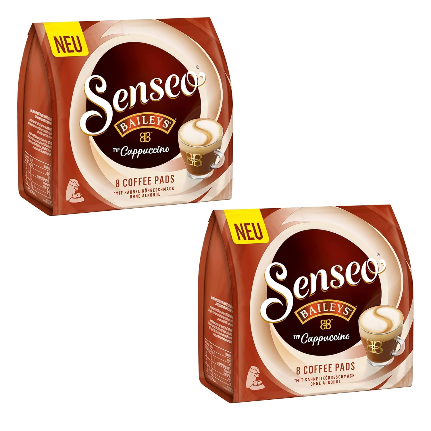 Senseo Cappuccino Baileys Coffee Flavour Pods, 2 Packs of 8