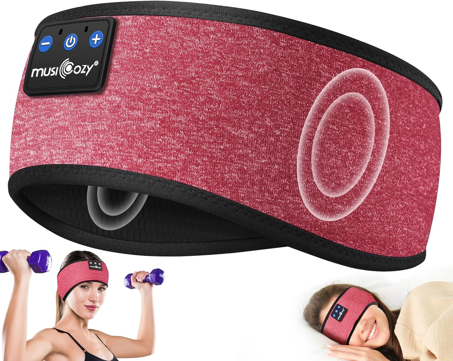 MUSICOZY Sleep Headphones Bluetooth Headband Wireless Music Headband Headphones, Earbuds IPX6 Waterproof for Side Sleepers Women Men Workout Running Insomnia Travel Yoga Cool Gadgets Unique Gifts