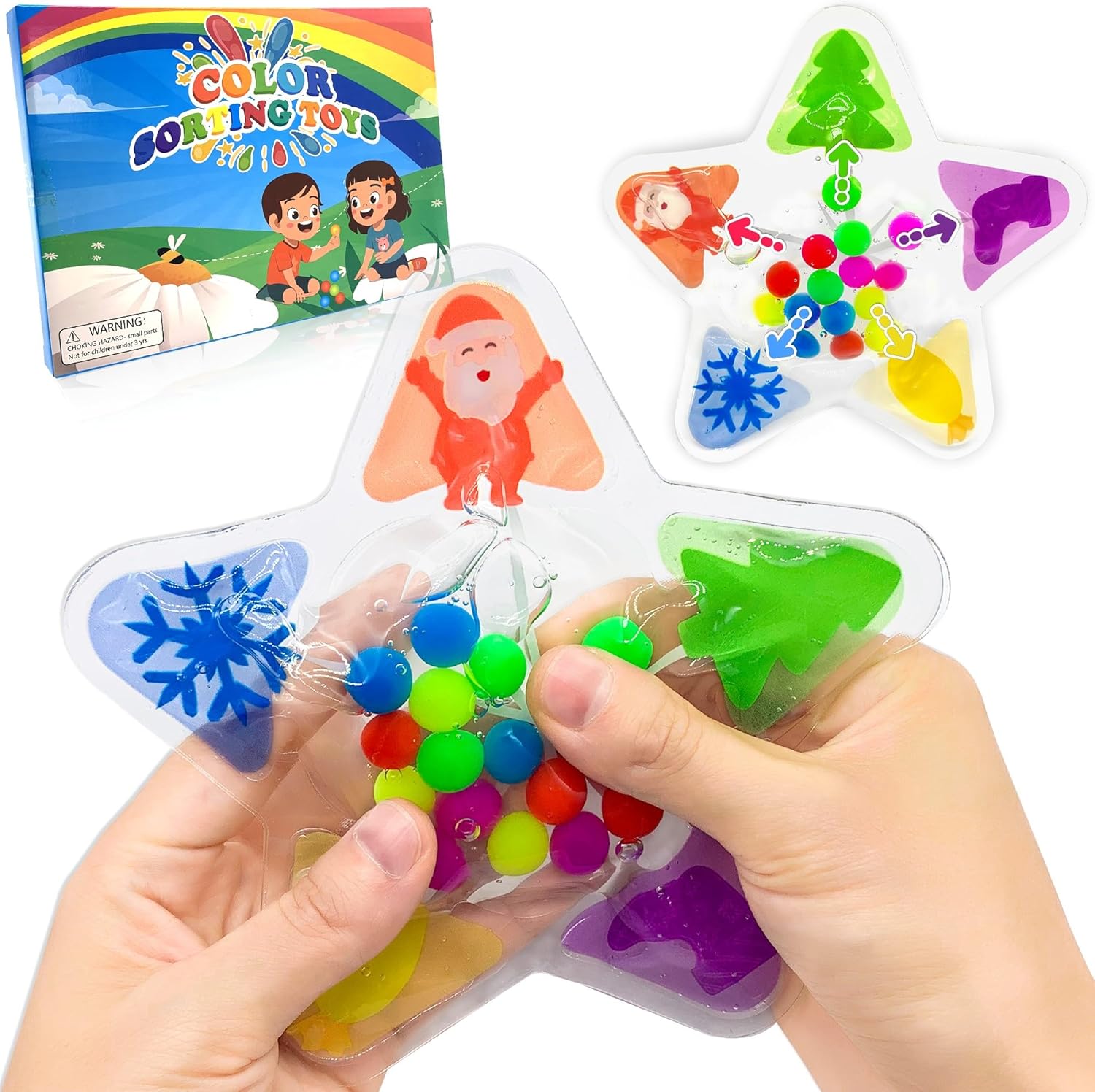 Color Sorting Sensory Toys for Toddlers-Fine Motor Skill Color Matching Montessori Toy-Preschool Educational Calm Down Fidget Travel Essential Toy for ADHD Autism Kids -Christmas Stocking Stuffer Gift