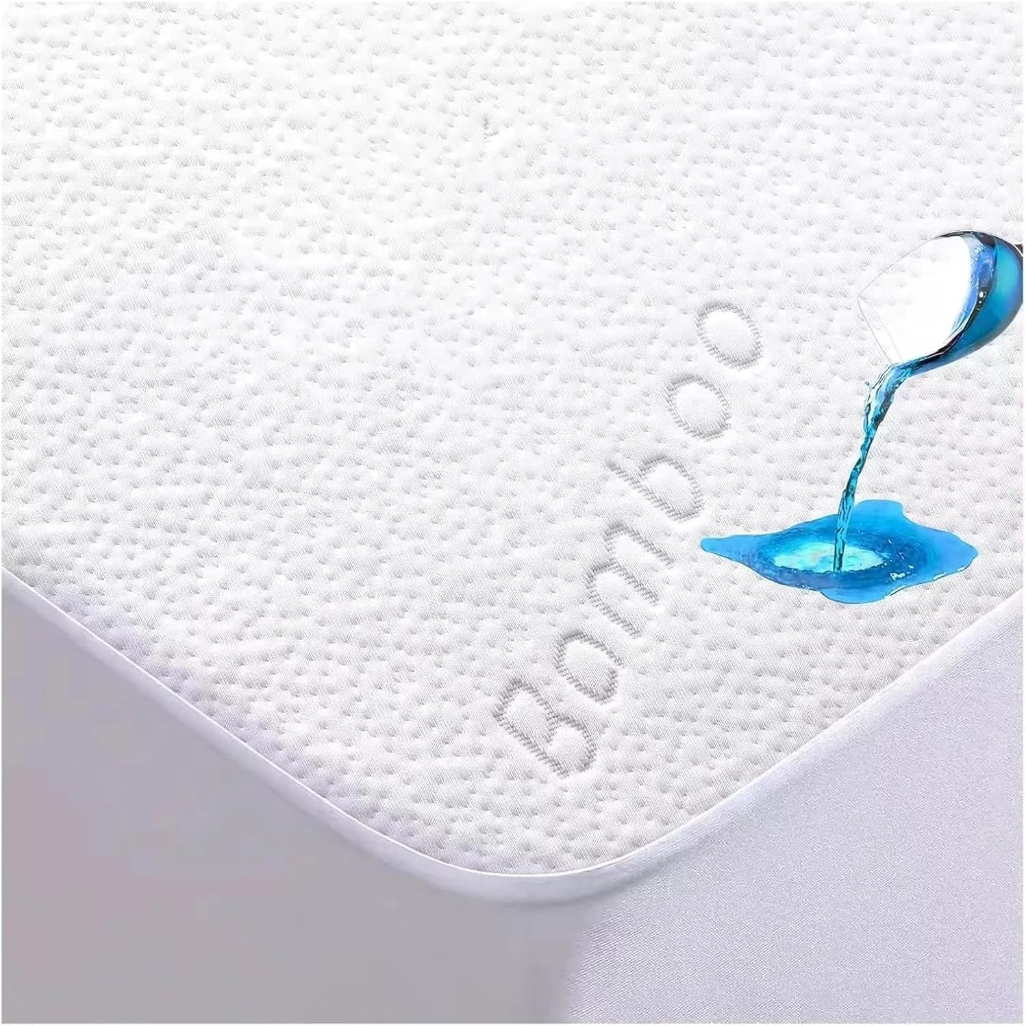 King Size Bamboo Waterproof Mattress Protector – Cooling Breathable Mattress Cover, Noiseless 3-Layer Protection, Deep Pocket Fitted Bed Protector, Machine Washable