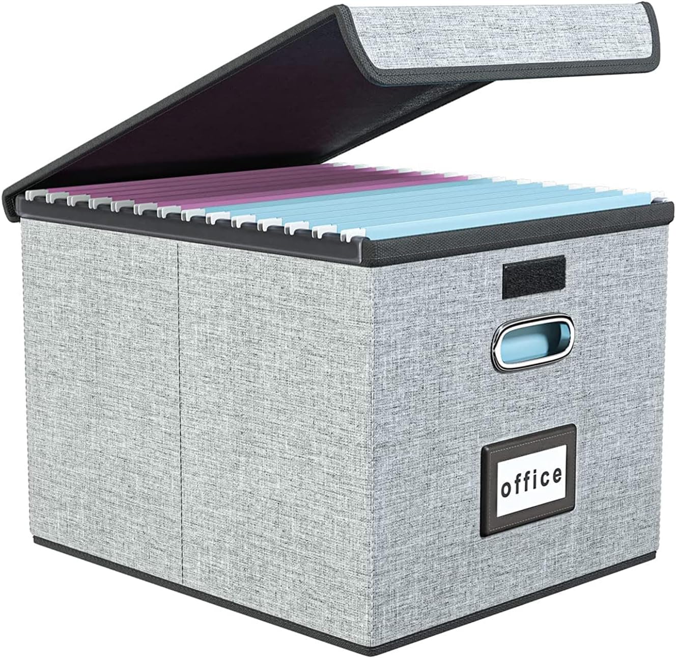 File Organiser，Foldable with Lid Document Box，Document Organizer ， Decorative Document Storage Bins for Office/Home/School