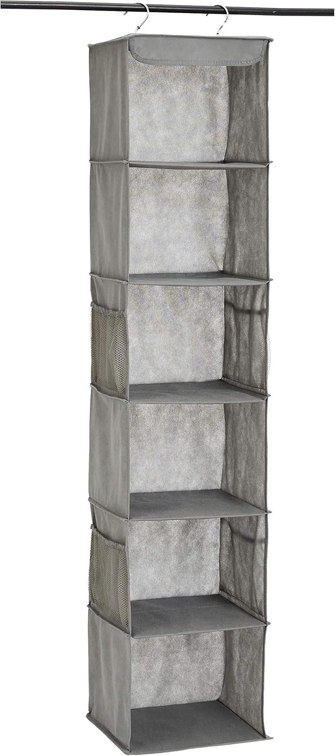 Amazon Basics 6-Tier Hanging Closet Shelf Organizer With Pockets