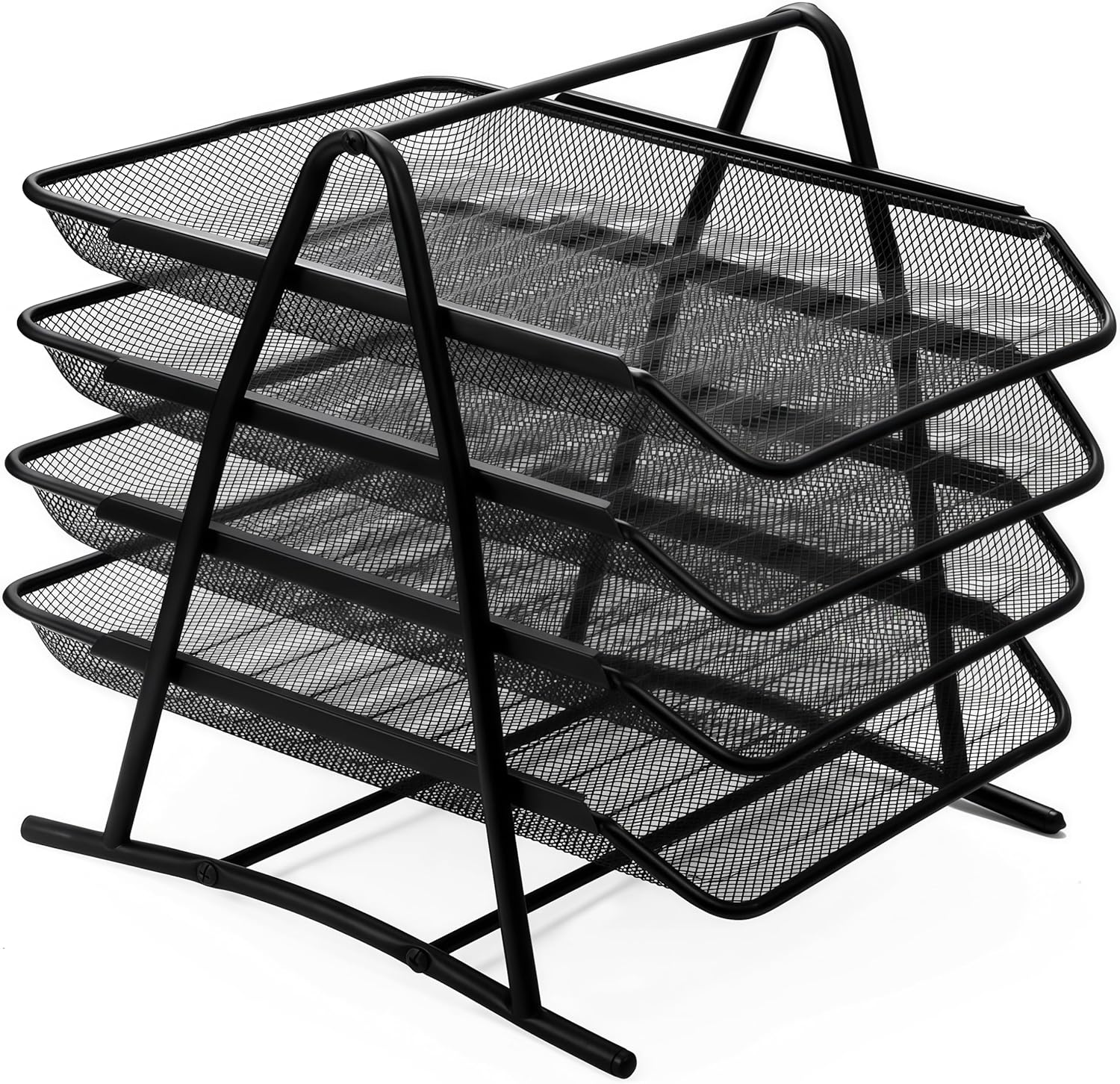 Mesh Desk Organiser Letter Tray Organizer Office Desktop Document Paper File Storage Mesh Filling Collection for Home & Office Use (4 Tier,Black)