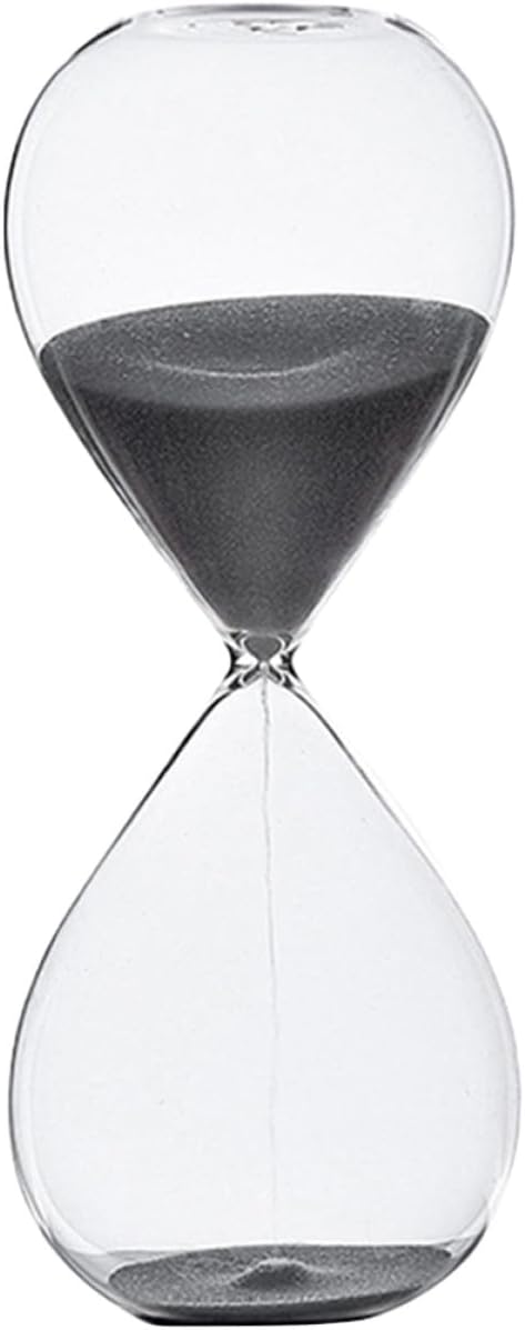 Kitchen Hourglass Timer Decorative Glass Sand 5 Minute Houseware | Black Finish, Creative Design, Housewarming Gift, Craft Ornament for Home Display