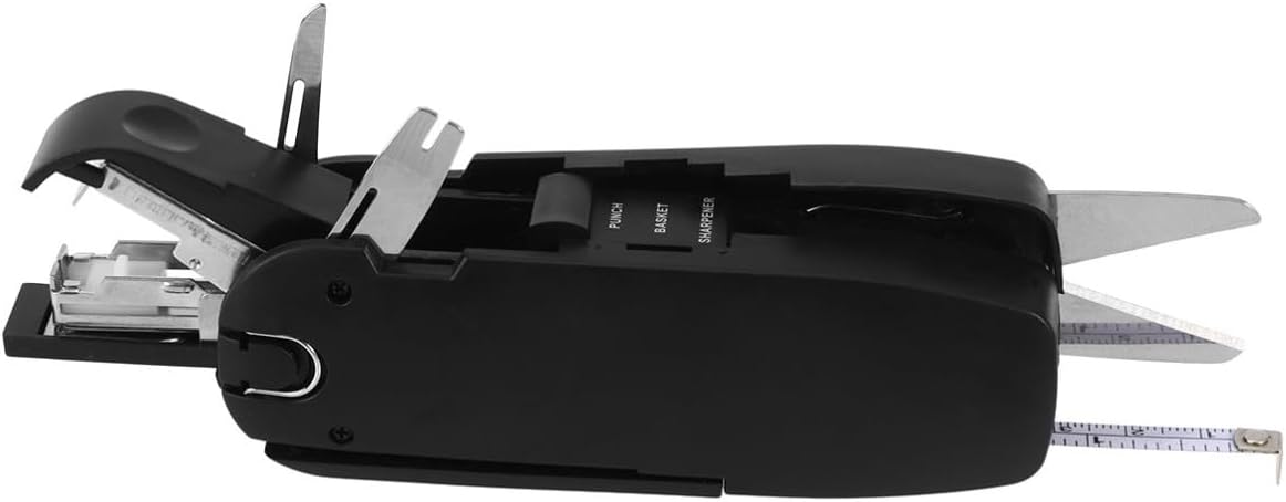 Multifunctional Portable Pocket Size Stationery Set Tool 10-in-1 with Scissors, Screwdriver, Sharpener, Stapler, Cutter, Lightweight Abs and Alloy Material for Hiking and