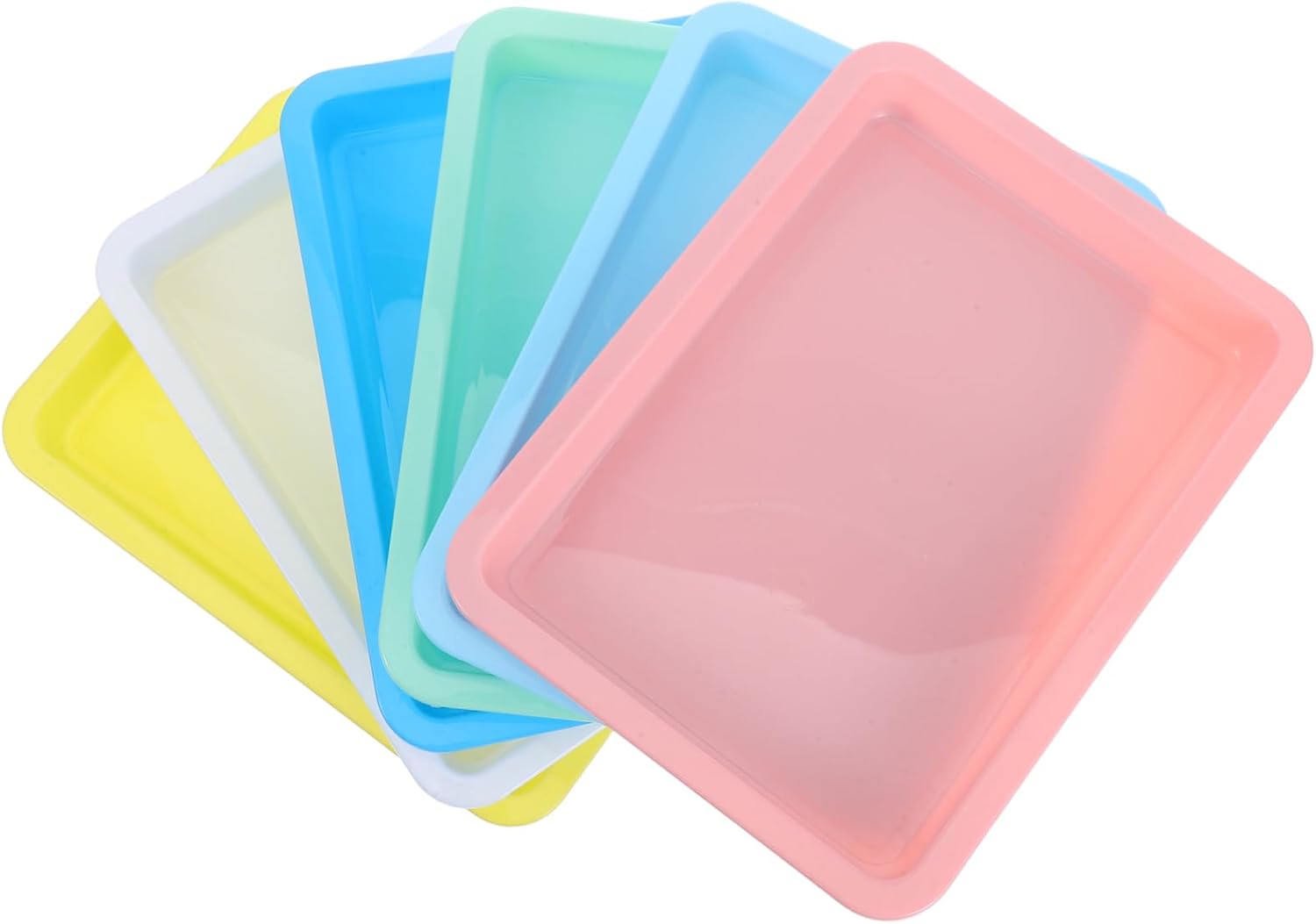 Mobestech 6Pcs Multicolor Plastic Art Trays with Non-Slip Base for Painting Crafts Storage Organizer Ideal for Kids DIY Projects