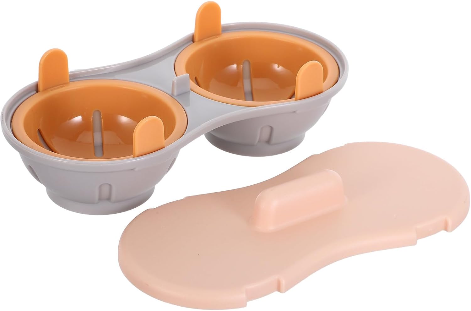 ULTECHNOVO Microwave Egg Poacher for 2 Eggs with Orange Design, Efficient Breakfast Solution and Space-saving Kitchen Gadget, for Home Use and Kitchen New and Experienced Cooks
