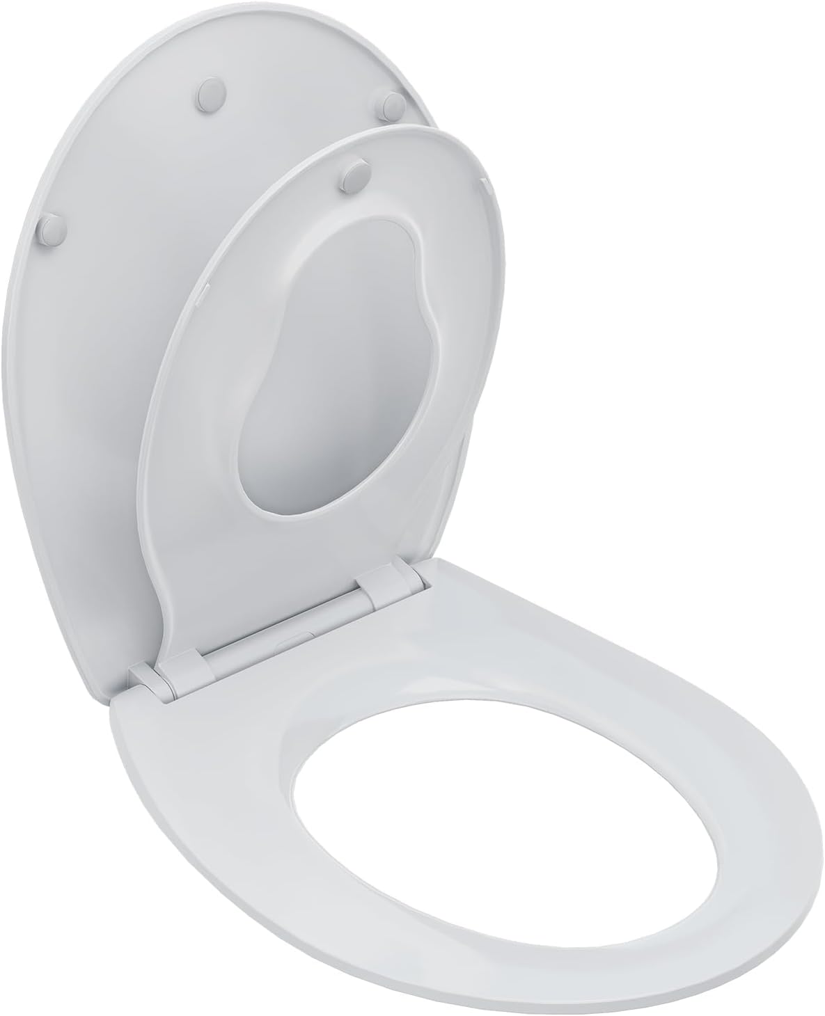 Round Toilet Seat with Built-in Potty Training Seat, 2-in-1 Family Toilet Seat Fits for Both Adults and Children
